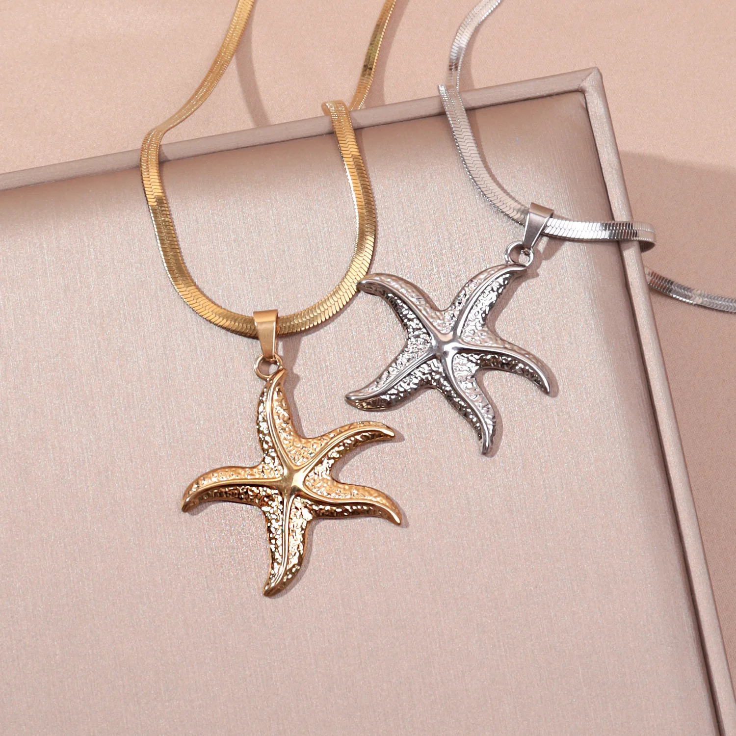 Fashion Starfish Necklaces For Women Gold Color Stainless Steel Waterproof Summer Boho Jewelry Choker Bijoux Femme 240710