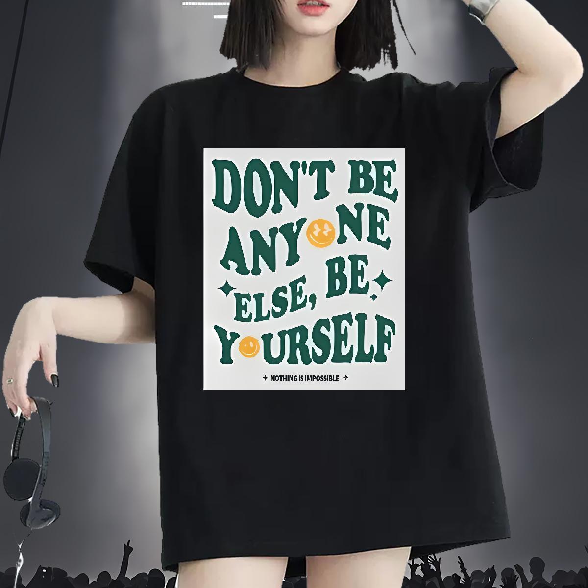 2024 Designer Womens T Shirts O-Neck Short Sleeve Cotton nothing is impossible 230g 100% Cotton Home Outdoor Women Tshirts Custom Print Oversized Comf