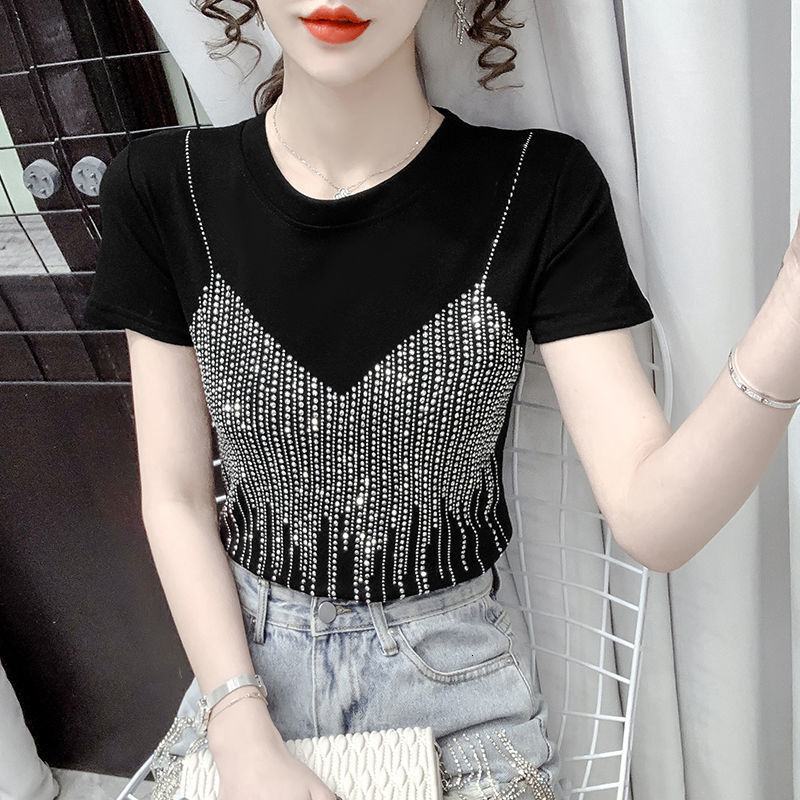 Women's Sleeved Casual Versatile Summer New T-shirt Slim Fitting Niche Design Sense Fashion Short Top