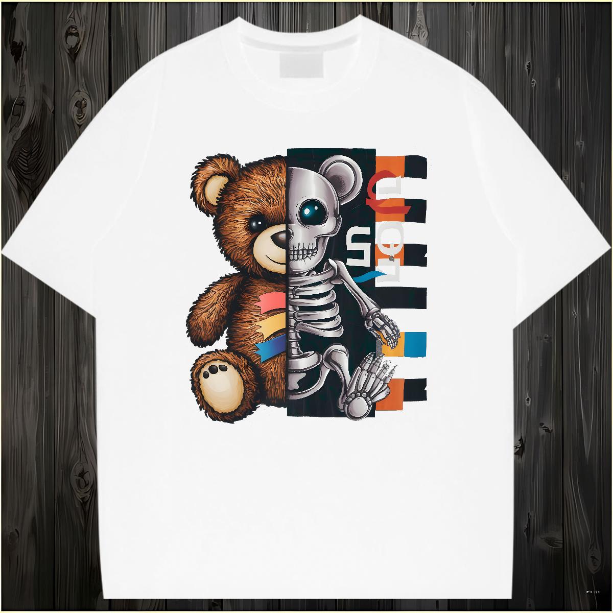 Brand T Shirts Men bear 230g Cotton Outdoor Breathable Short Sleeve Men Clothes T-Shirt Customized Anime Print Tees