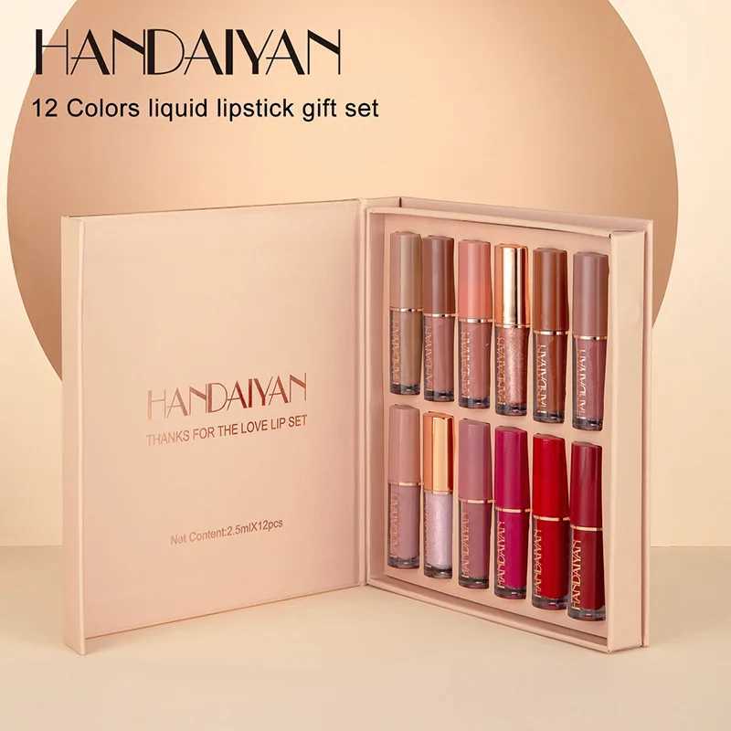 HANDAIYAN 12 Color Matte Liquid Lipstick Kit Non Stick Cup Waterproof LipGloss Free Shipping Korean Cosmetics Makeup For Women zxx240715