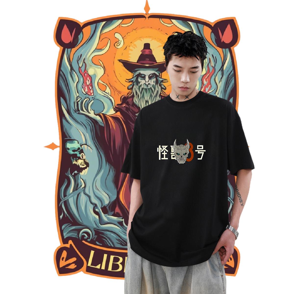 Loose Fit T-Shirts for Men Anime Printing Street Crew Neck Cotton Breathable Couples T Shirts Brand Customized Print Tees Shirts