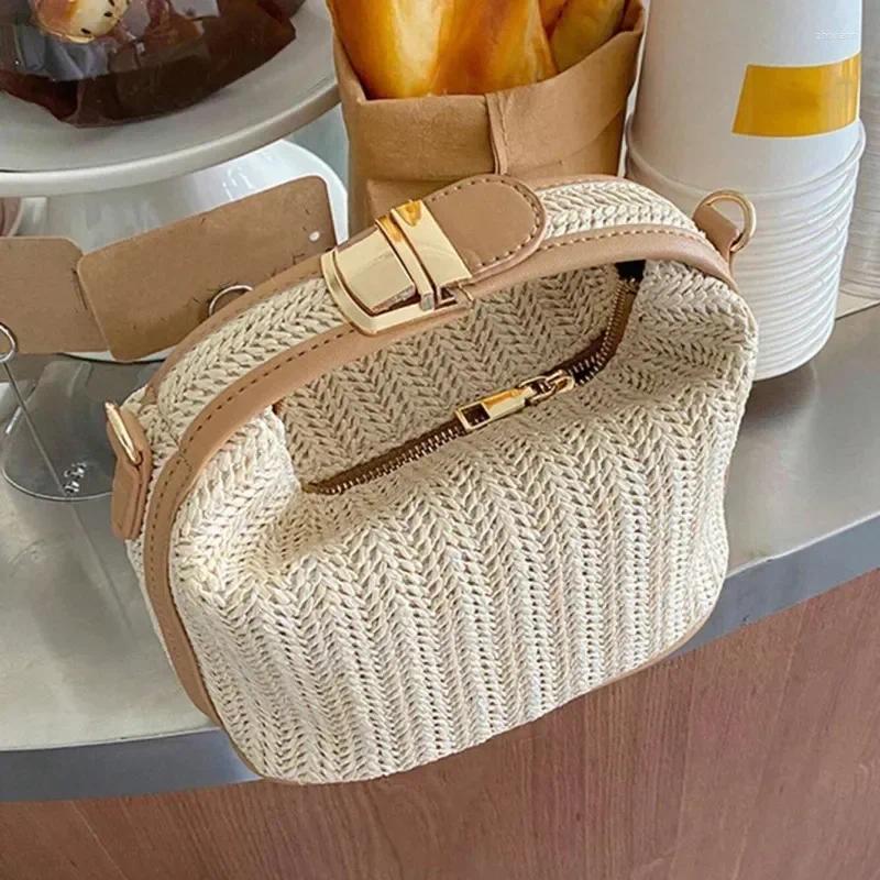 Free Shipping Shoulder Bags Straw Crossbody Bag For Women Fashion Bohemian Small Knitting Summer Purse And Handbag Ladies Casual Vacation Bucket Beach