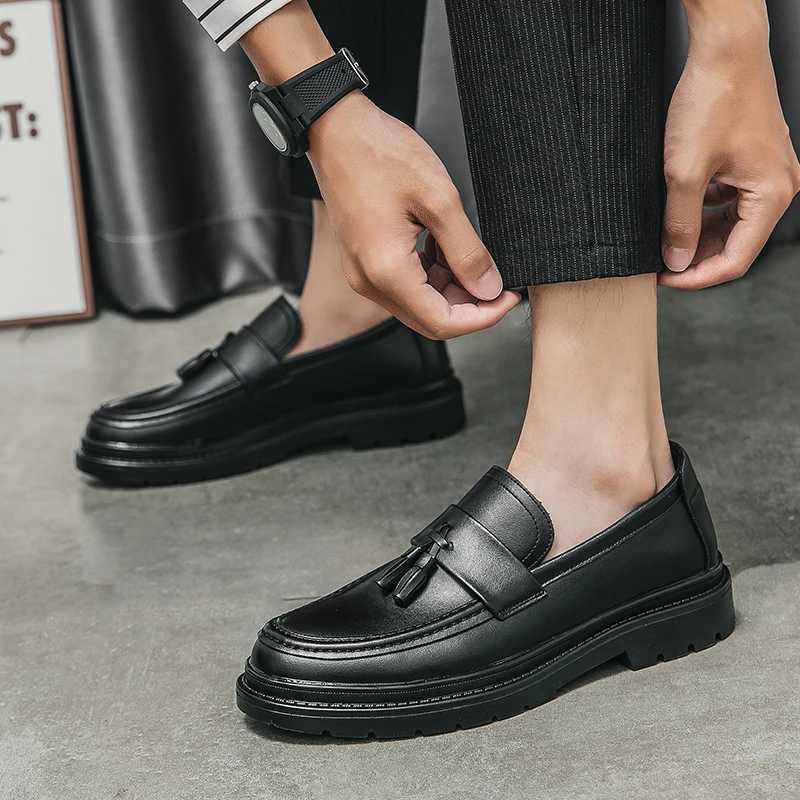 Men's Leather Tassel Hot Loafers - Casual Formal, New Thick Sole, Breathable, Comfortable Dress Moccasins For Business & Everyday Wear