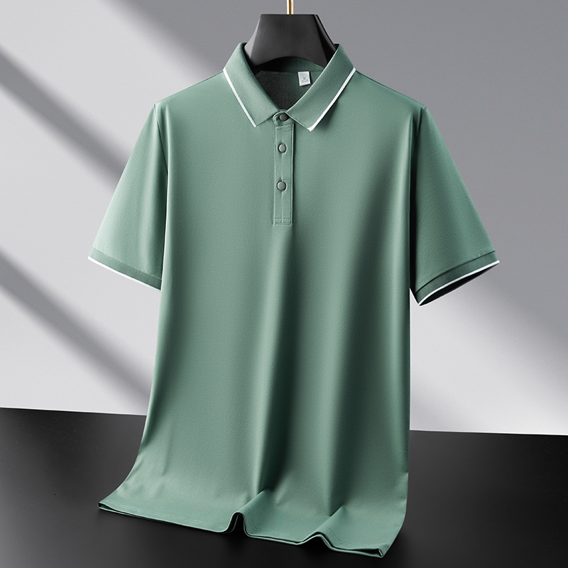 Summer Micro Wide New Short T-shirt Youth Men's Casual Fashion Solid Color Half Sleeve Collar Polo Shirt