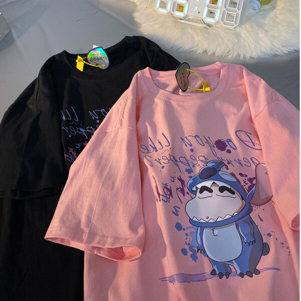 Women's Blouse Summer Cute Cartoon Crayon Shinchan Short-sleeve Bu T-shirt Fashion Clothing Round Neck Student Tees/ Clothes