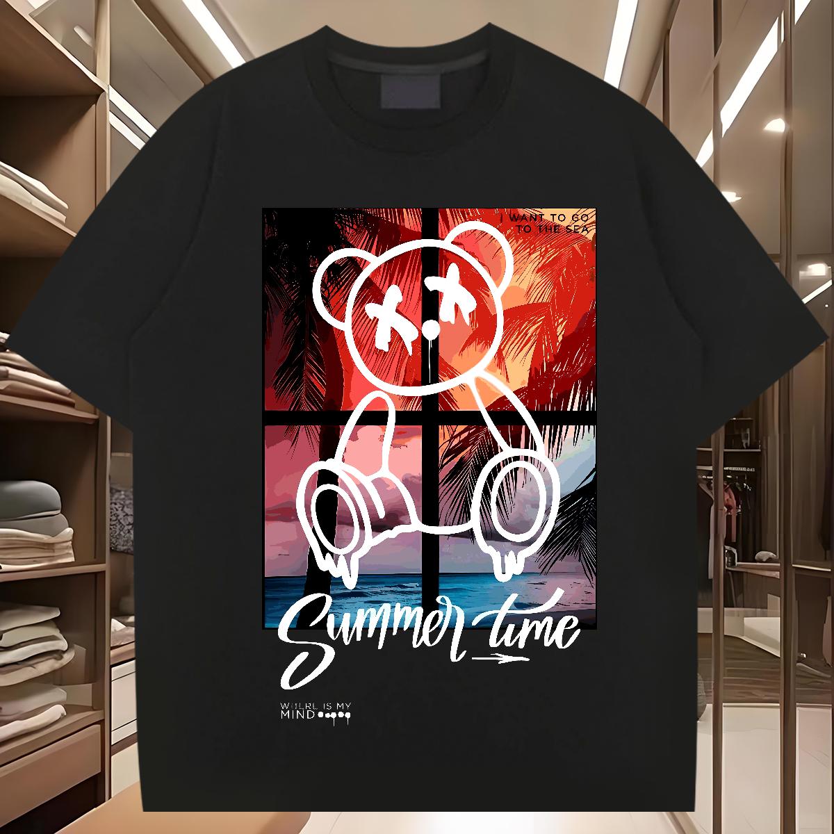 Designer Men Tops Tees Graffiti Art 230g Cotton Breathable Crew Neck Home Outdoor T Shirt For Man White Plus Size 2024 Tshirts