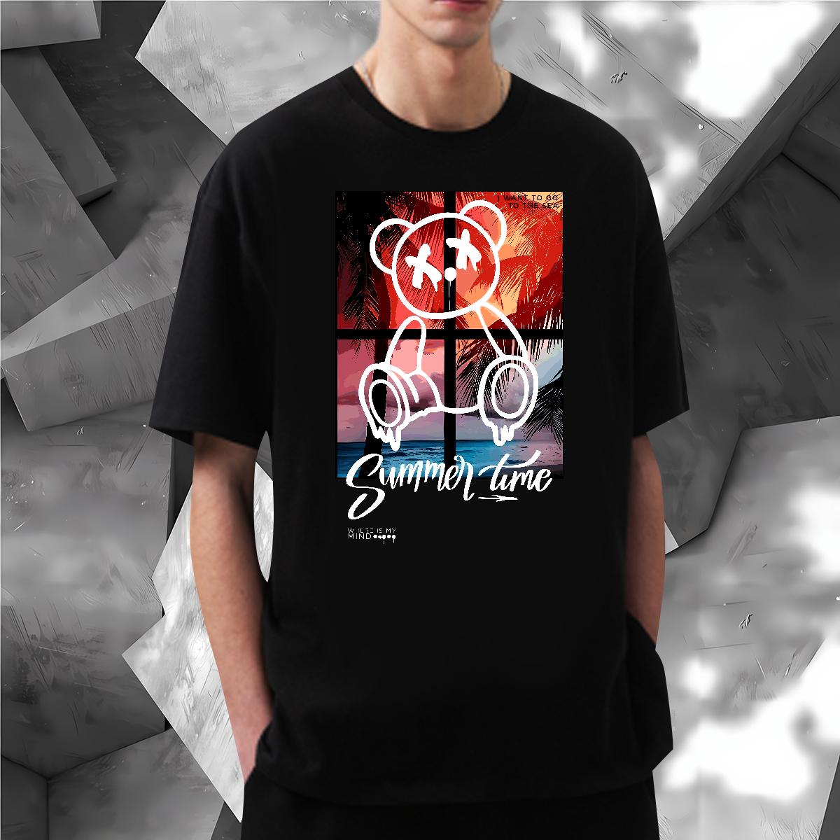 5A Men Clothes T-Shirt Graffiti Art 230g 100% Cotton Breathable Crew Neck Daily Wear T Shirt For Man Plus Size Custom Designer Fashion Tees Shirts