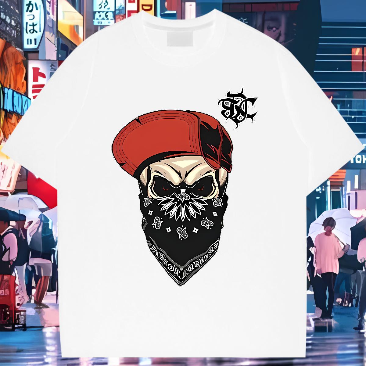 Classic Casual T shirt FATION 230g Cotton Cartoon Print Street Wear Men Tshirts Breathable Crew Neck Cotton Designer