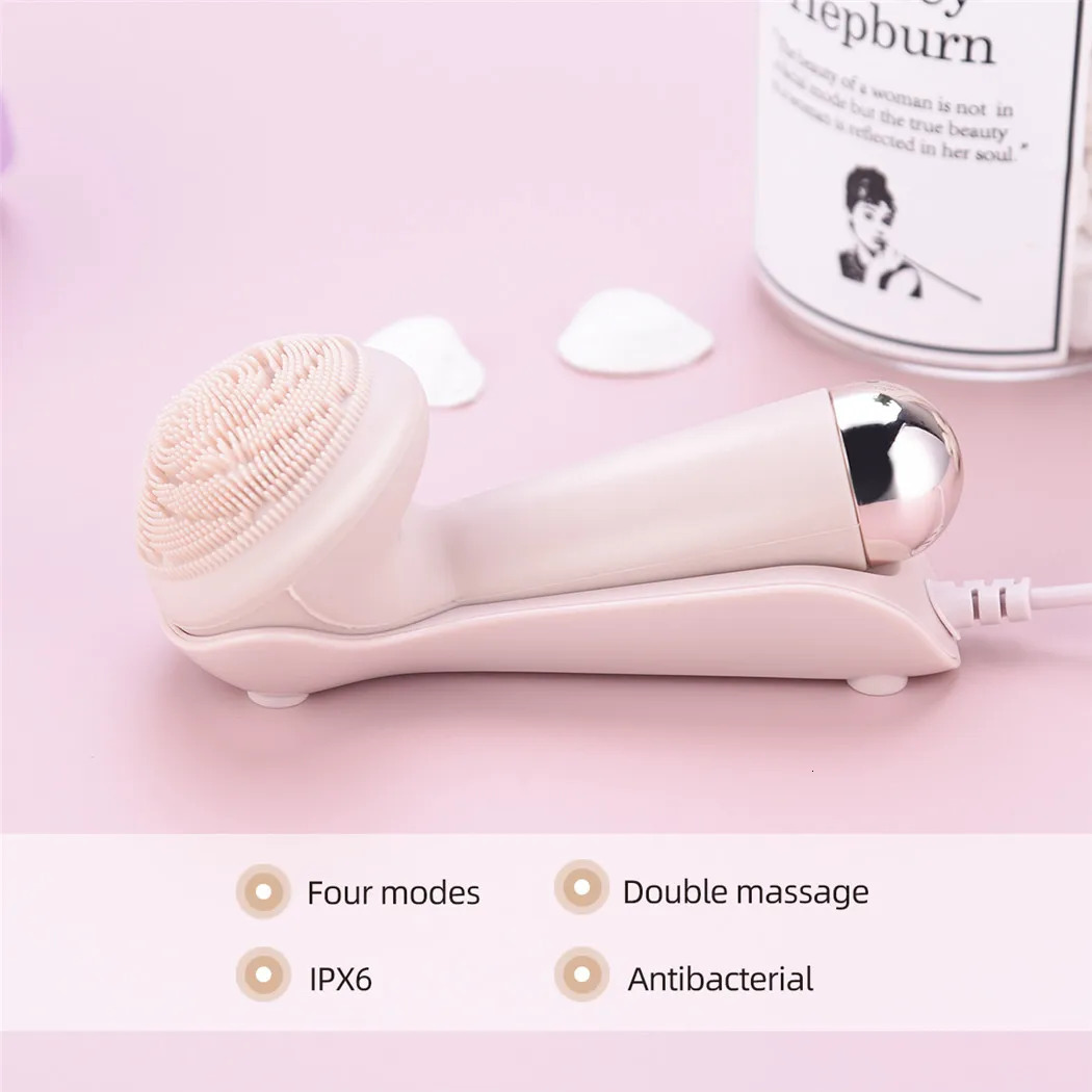 Electric silicone brush cleaning vibration roller massage hole cleaning tool waterproof charging beauty tool 240715
