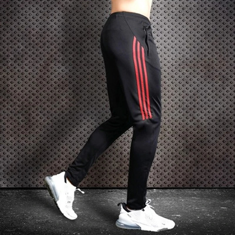 Quick Dry Mens Sports Soccer Football Training Pants With Zipper Pockets Running Jogging Long 240705