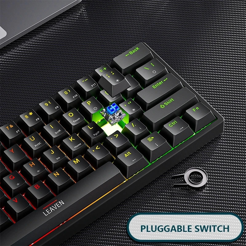 K620 Mini Backlit RGB Gaming Mechanical Keyboard Gamer Mechanic Kit 60 Percent DIY Custom PBT Keycap swap Pink White USB PC 240712