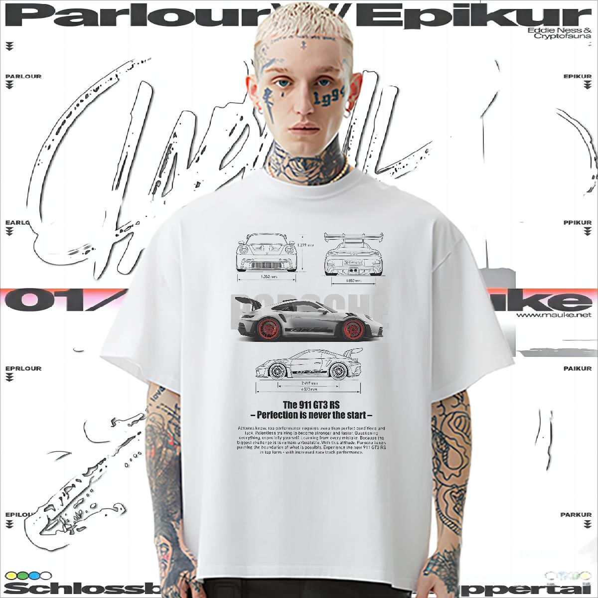 2024 Summer T-Shirts fashion 230g Cotton Floral Print Summer Casual Men Tees O-Neck Short Sleeve Cotton Popular