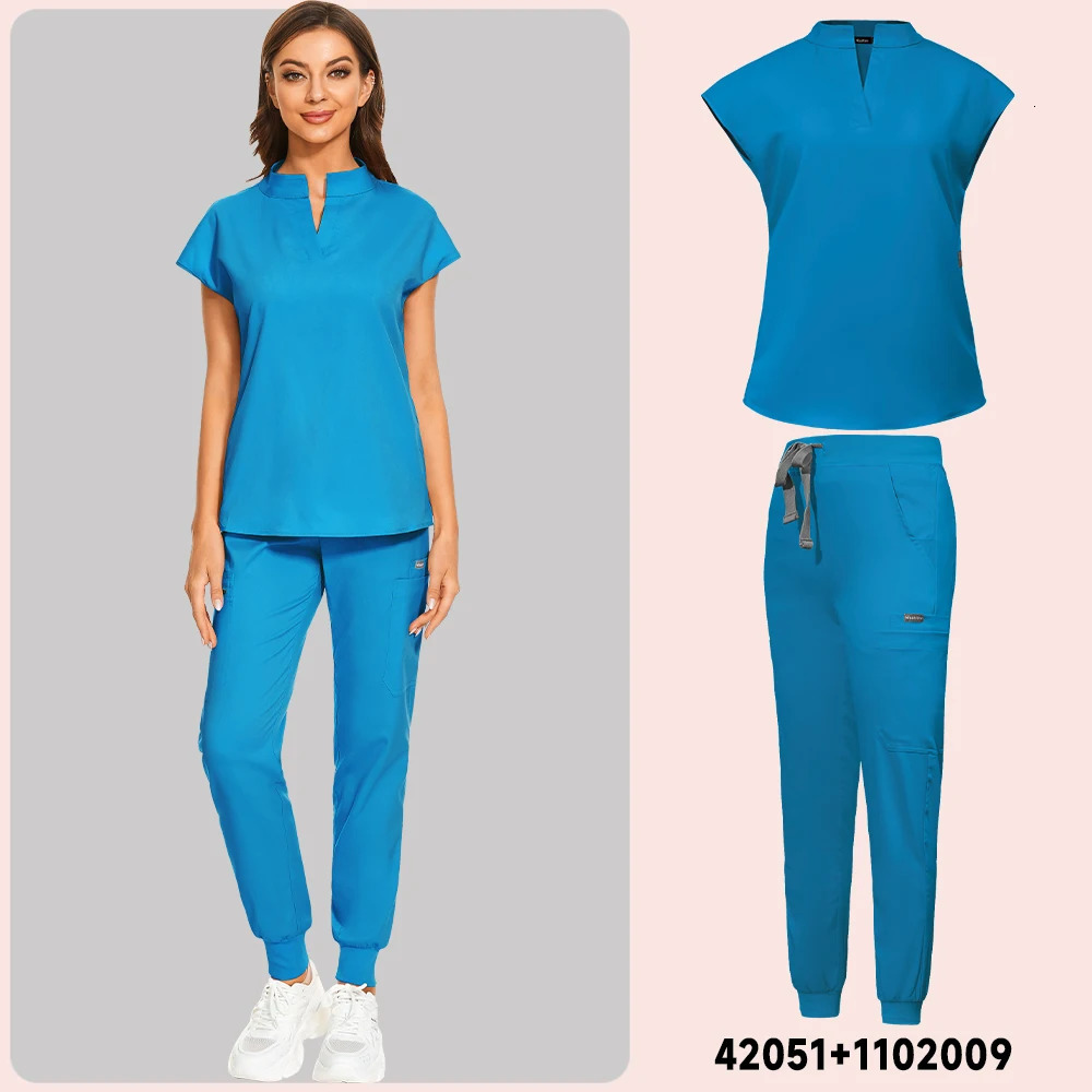 Slim Fit Scrubs Uniforms Women Scrubs Tops Pant Hospital Nurses Accessories Dental Clinic Beauty Salon Spa Lab Workwear 240715