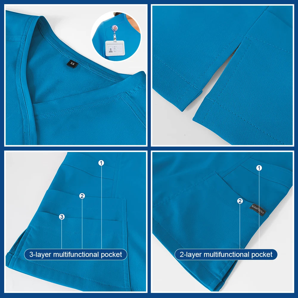 Women Scrubs Sets Slim Fit Uniform Gowns Nurse Accessories Pet Shop Dental Clinic Phary Lab Workwear Clothes 240715