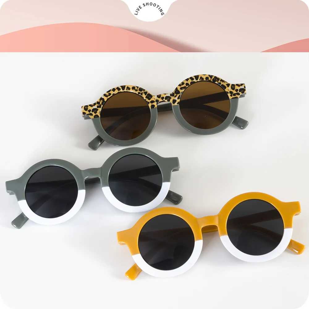 Sunglasses Double Tone And 2023 New Leopard Print CirCle Childrens SunglaSSeS
