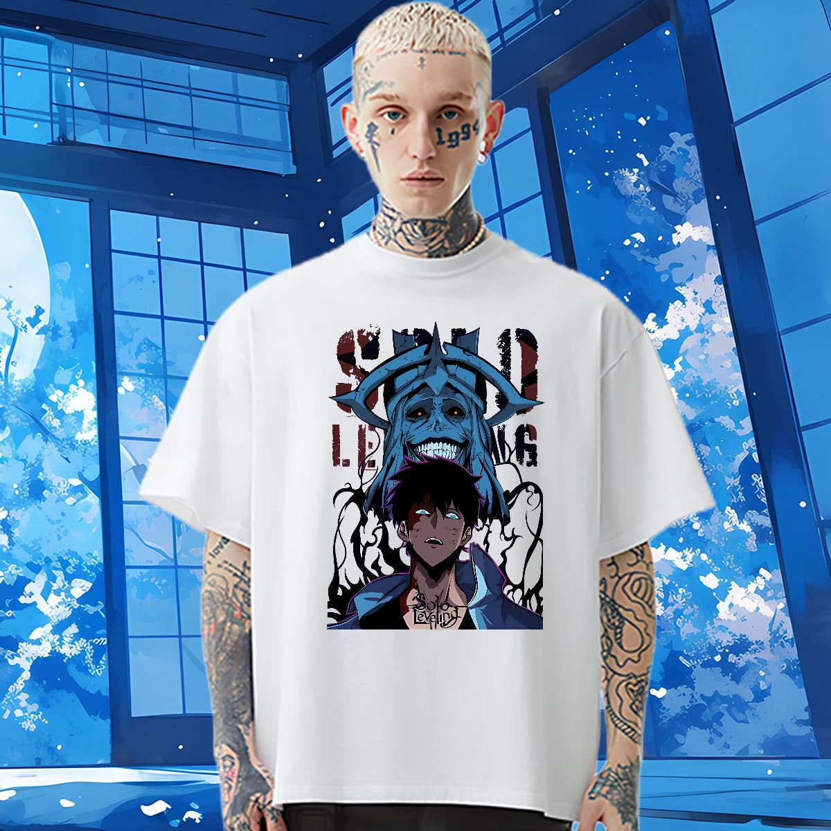 Classic Men Tees fashion 100% Cotton 230g Short Sleeve Cotton O-Neck Anime Printing Street T Shirts Men White Plus Size Fashion Designer Tops Tees