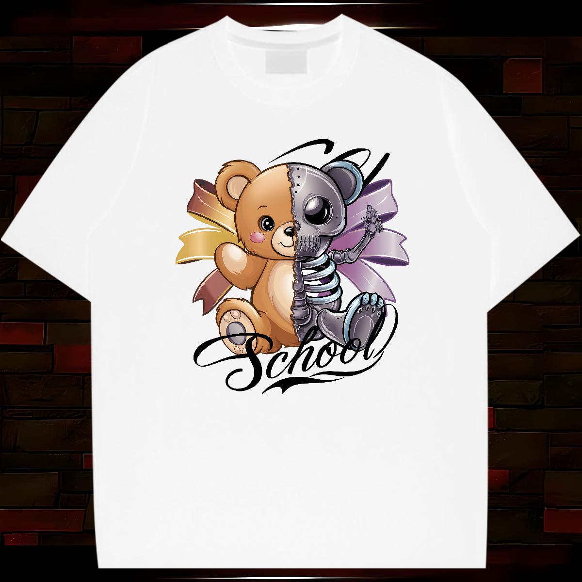 Classic Man T Shirts bear 230g Cotton Home Outdoor Breathable Short Sleeve Men Tshirts Casual New Custom Print Oversized Clothings