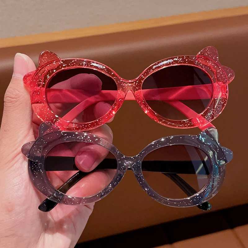 Sunglasses 2024 New Children Cute Oval Bowknot Transparent Colors Sunglasses UV400 Girls Outdoor Sun Protection Sunglasses Kid Sun Glasses