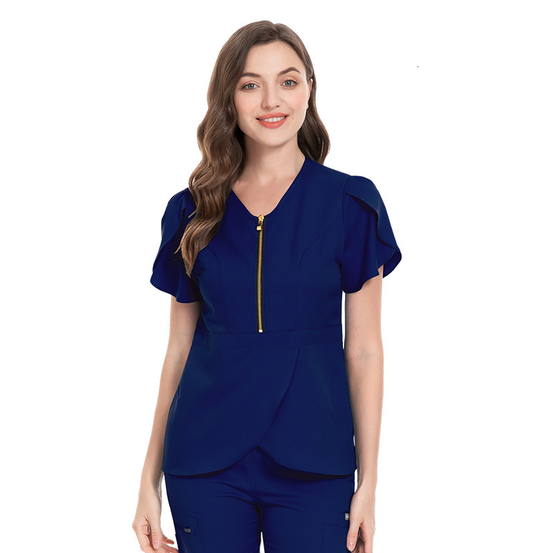 Doctor's surgical women's slim fitting nurse suit, short sleeved V-neck hand washing clothes, elastic professional work clothes F716#93