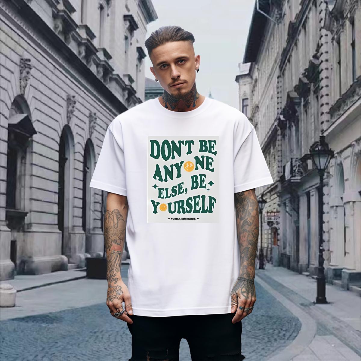 2024 Designer Mens T Shirts be yourself 100% Cotton 230g DIY Printed Men Tops Tees Street wear Hip Hop Cotton Breathable Soft Comfortable Tees Shirts