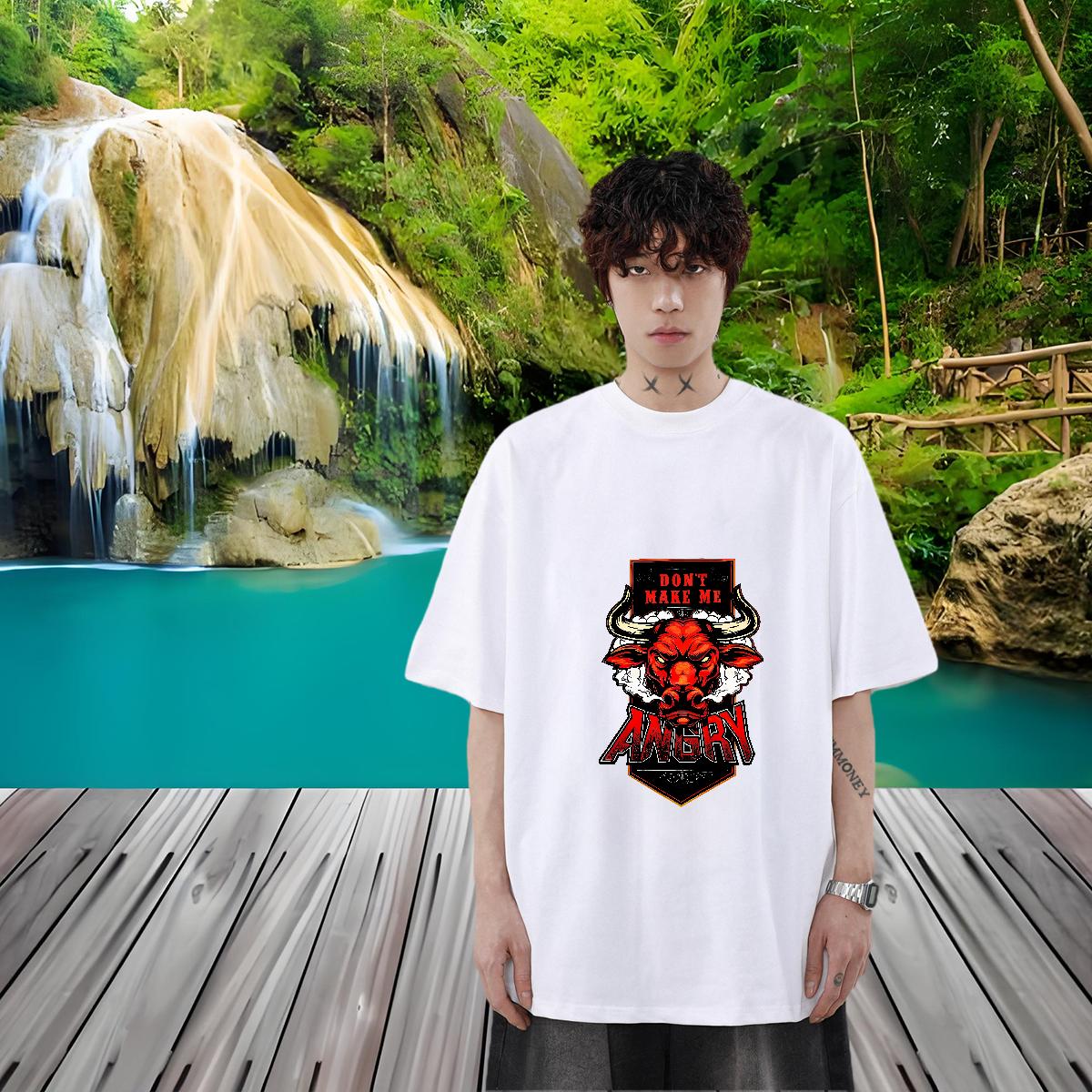 Fashion New Man T Shirts Anime Print Men Tshirts Summer Casual 180g Cotton Loose Tops Shirt