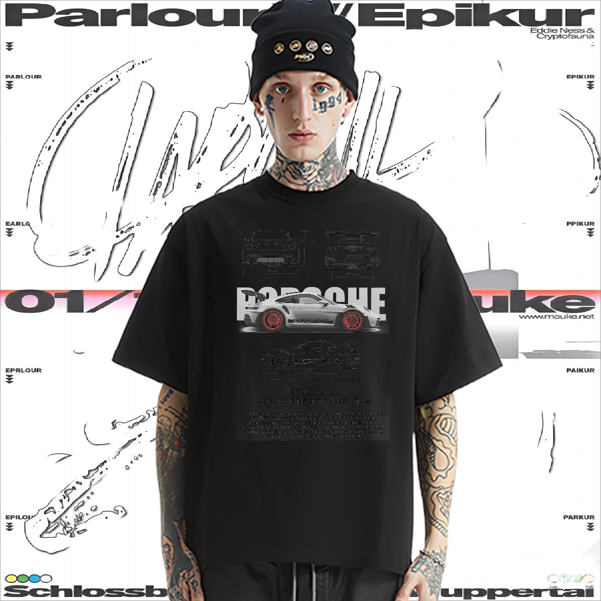 2024 Summer T-Shirts fashion 230g Cotton Floral Print Summer Casual Men Tees O-Neck Short Sleeve Cotton Popular