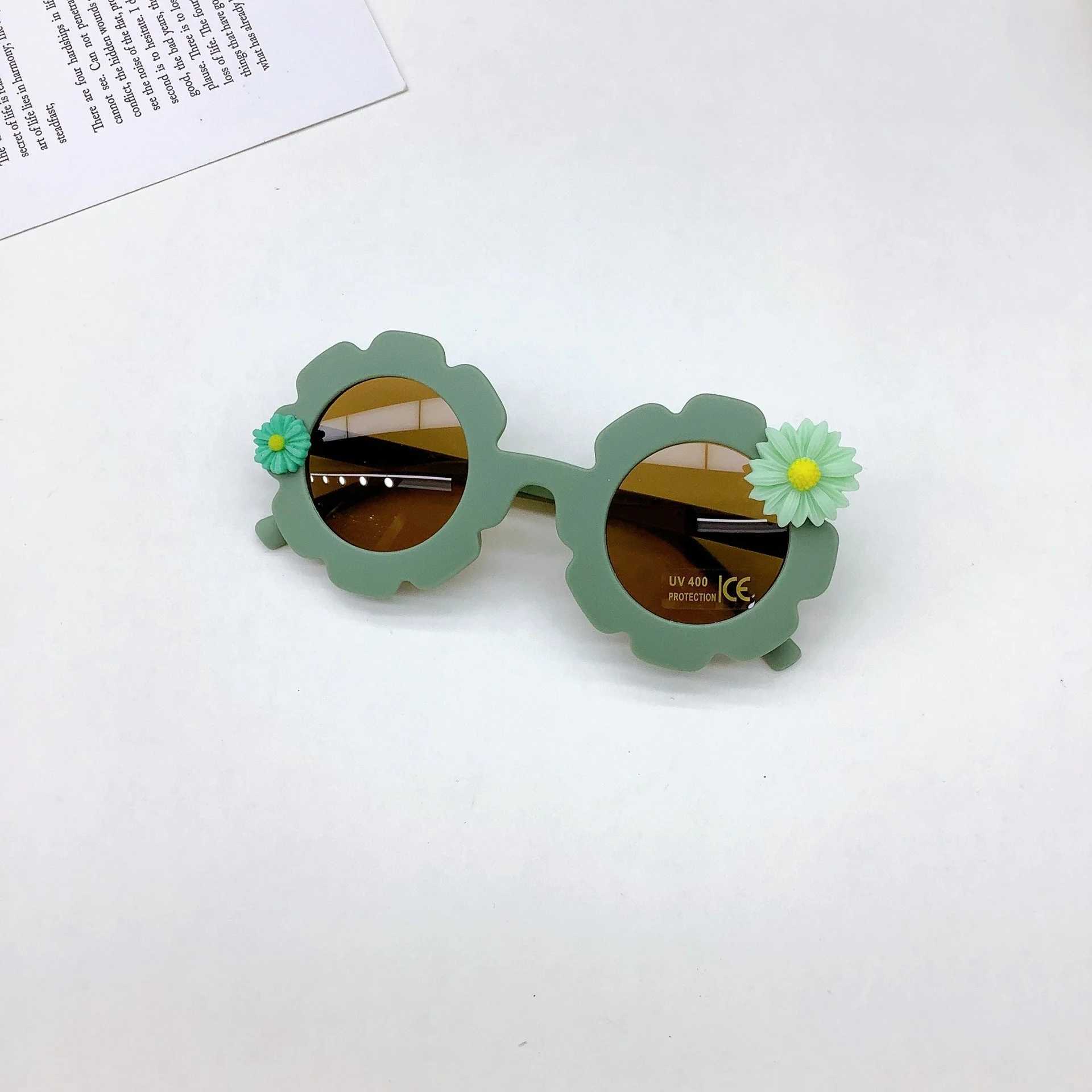 Sunglasses Fashionable childrens sunglasses personalized small daisies cute flowers frosted baby sunglasses sun protection and UV
