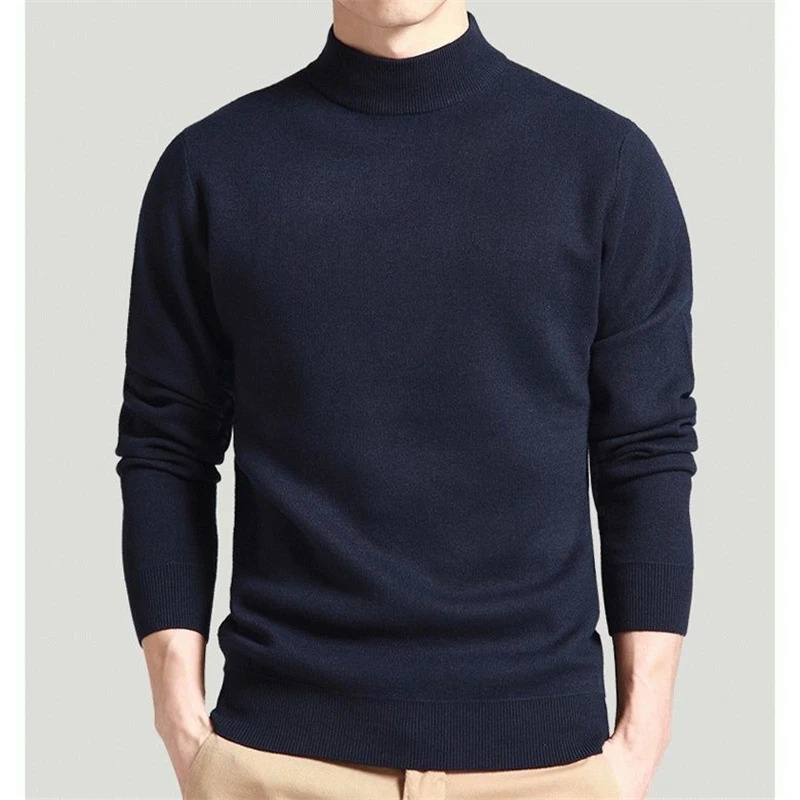 Men Sweater Solid Pullovers Mock Neck Spring And Autumn Wear Thin Fashion Undershirt Size M to 4XL Clothing 240715
