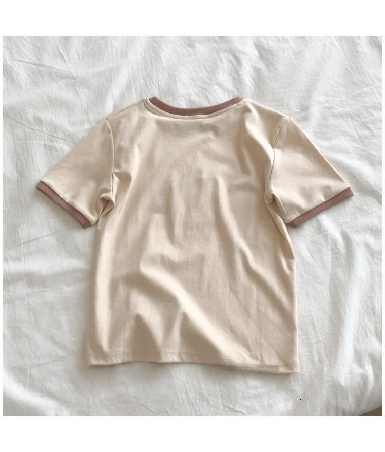 Designer's new women's slim fit short sleeved T-shirt summer shirt student casual top women's clothing polyester fabric in one size fit