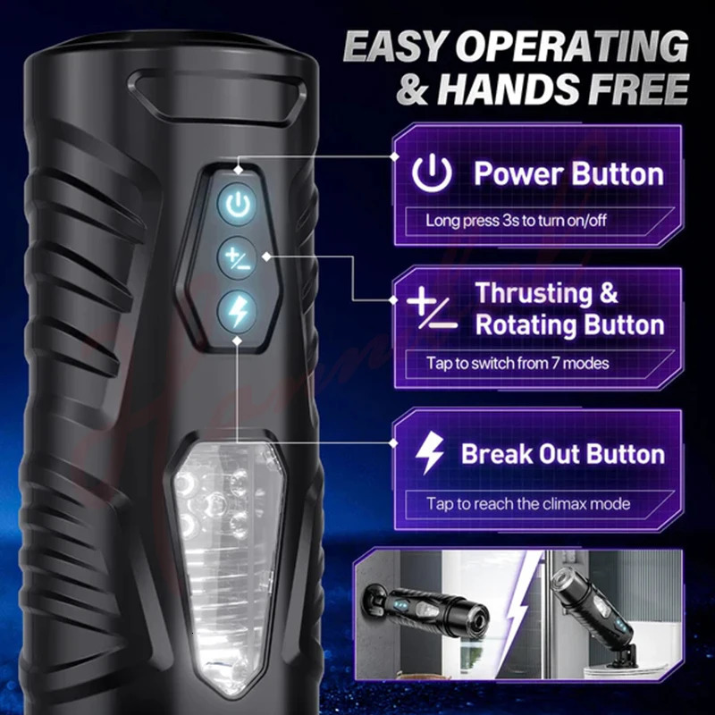 Hannibal Automatic Male Masturbator 7 Thrusting Rotating Modes Mastubator Cup Electric Pocket Pussy For Penis Sex Toy Men 240711