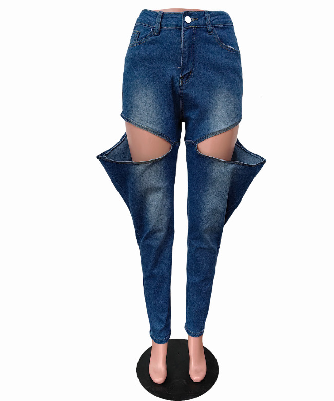 OJW122971 Trousers Clothes 2023 New High Waist Stretch Denim Sexy Cut Out Jeans Pants For Women