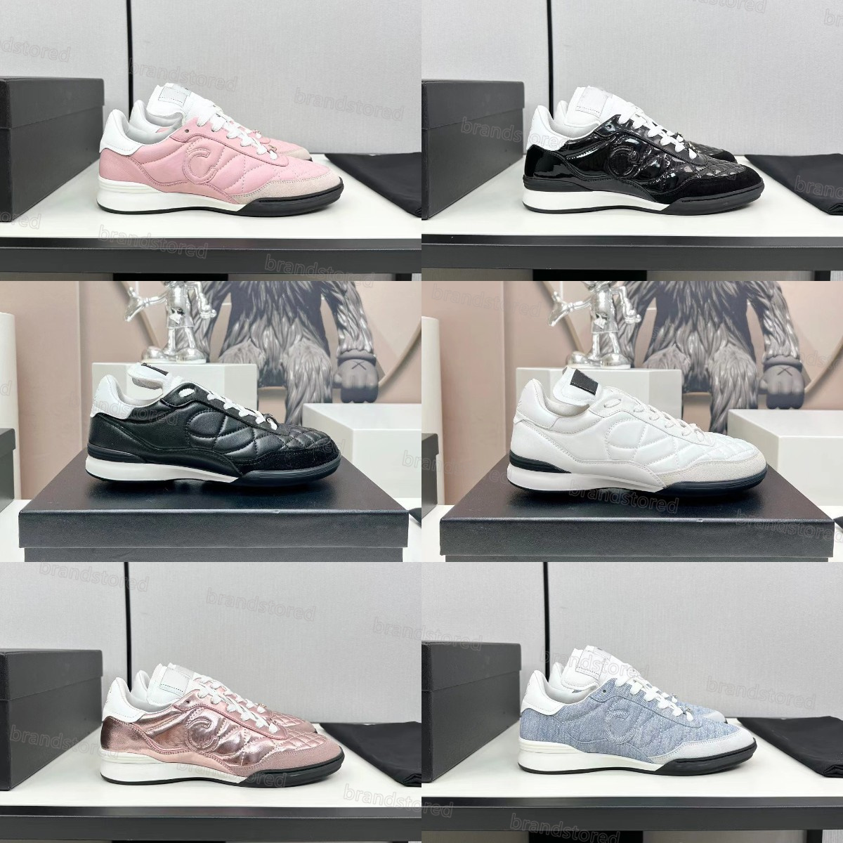 TOP QUALITY Designer Sneaker Rhombus Platform Trainer Vintage Calfskin Sneaker Women Chaussures Chaussures de mouton à lacets Lace Up 35-41 avec