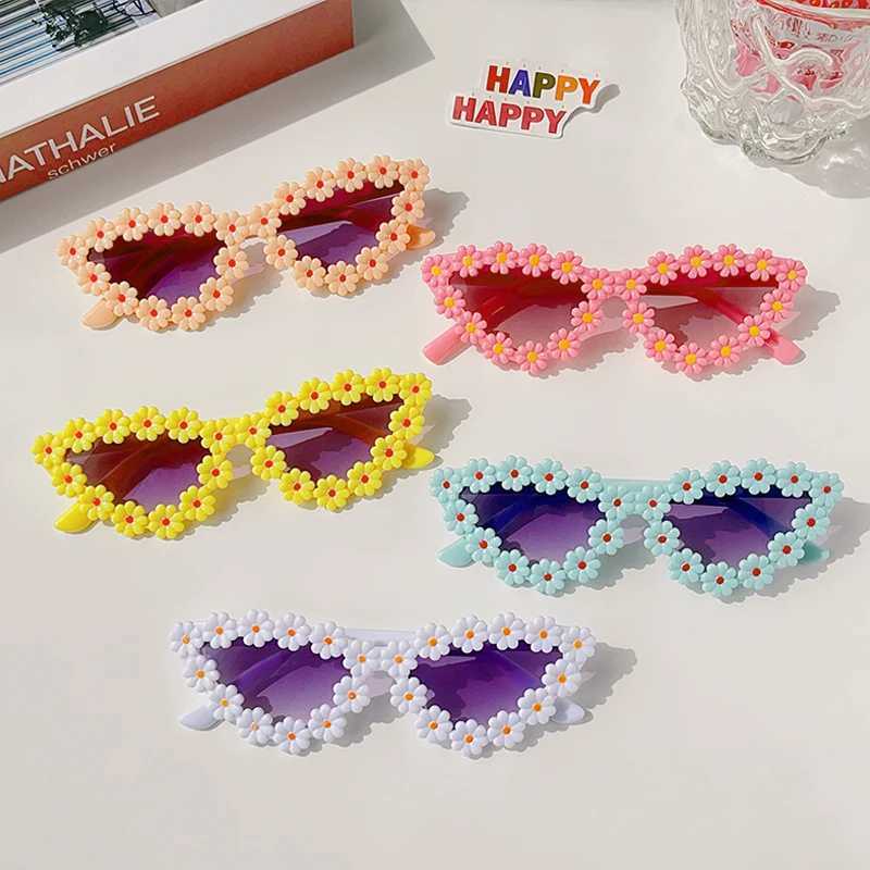Sunglasses 2023 Newest Children Colors Round Flower Cat Eye Shape Sunglasses Girls Boys UV400 Outdoor Protection Glasses Kids Sun Glasses