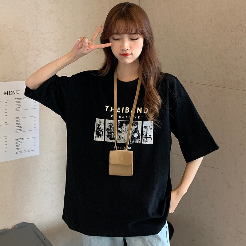 Readystock Oversize cartoon pattern t-shirt women's clothing, curvy girls fashion Korean style loose vintage shirt T112