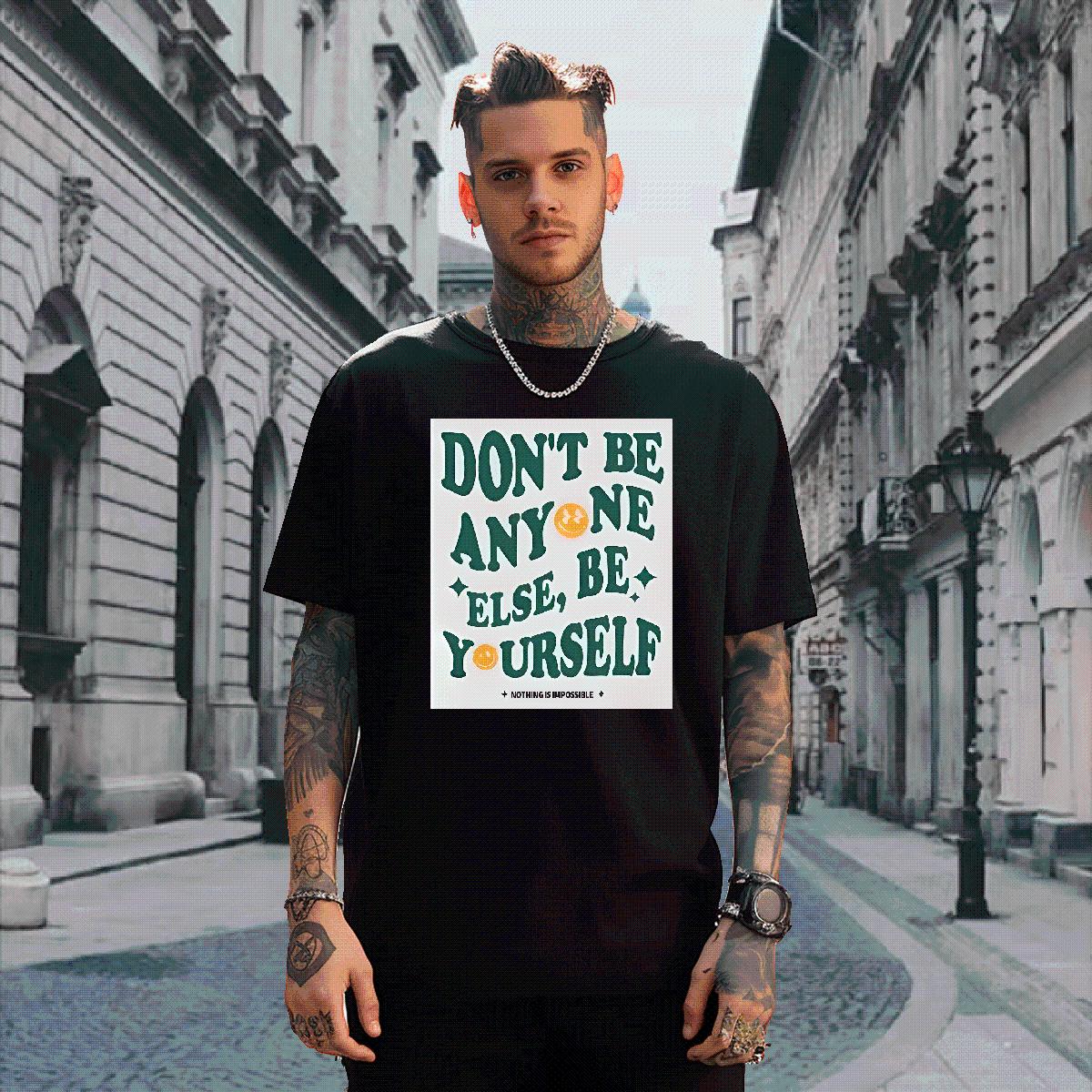 2024 Designer Mens T Shirts be yourself 100% Cotton 230g DIY Printed Men Tops Tees Street wear Hip Hop Cotton Breathable Soft Comfortable Tees Shirts