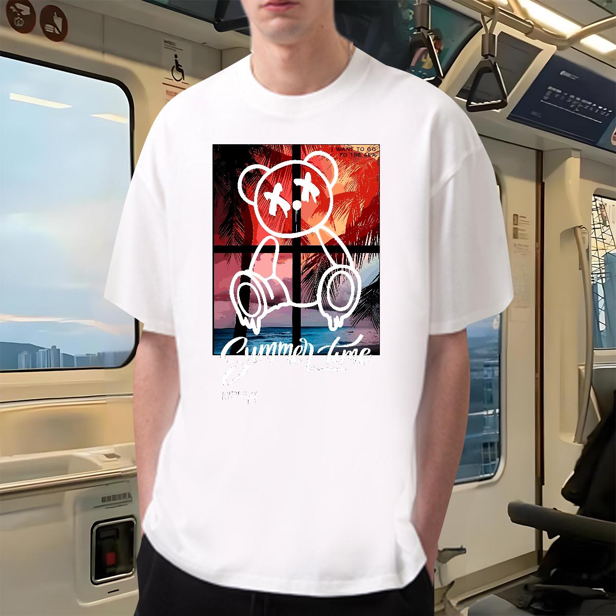 Fashion Designer T Shirt For Man Graffiti Art 230g Cotton Black Oversized Hip Hop Street Men Tops Tees 180g Cotton Comfortable