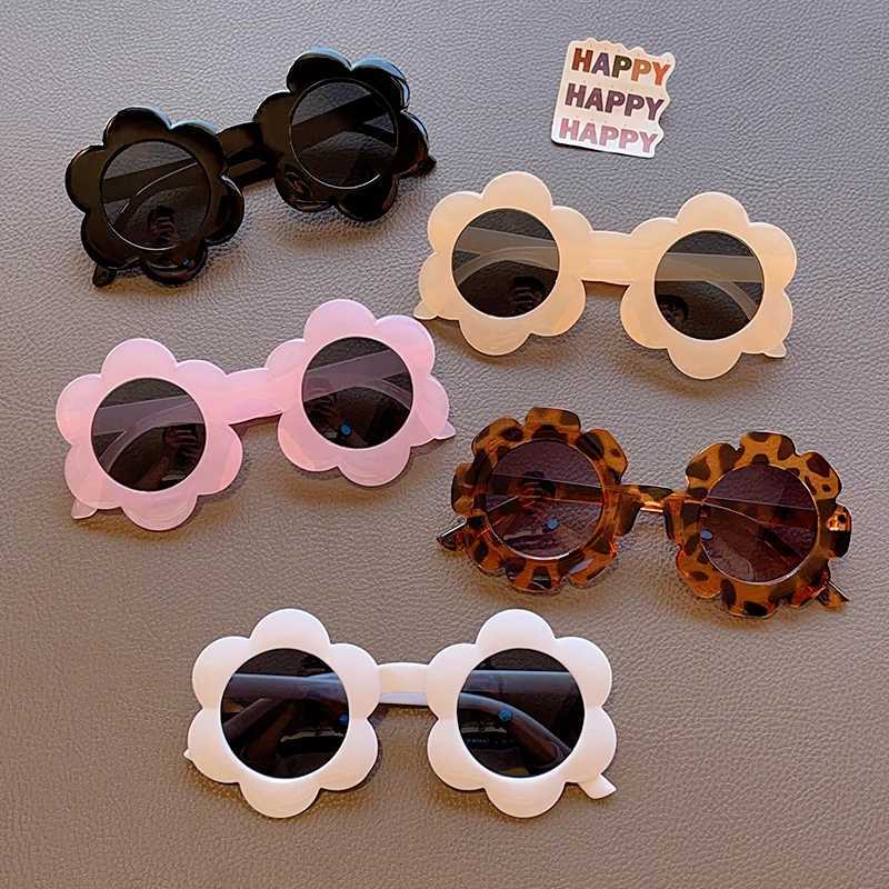 Sunglasses 2023 New Children Lovely Round Square Sun Flowers Sunglasses UV400 Girls Boys Fashion Protection Sunglasses Kids Sun Glasses