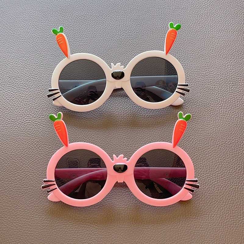Sunglasses 2023 New Children Cute Cartoon Carrot Rabbit Sunglasses UV400 Baby Girls Outdoor Acrylic Protection Sunglasses Kids Sun Glasses