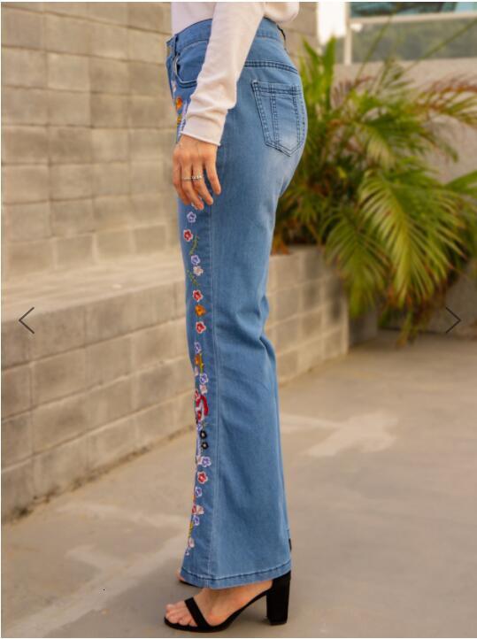 2024 Summer Casual Women's Denim Elegant Slim Applique Pattern Fashion Jeans Plus Size-women denim Flared Pants