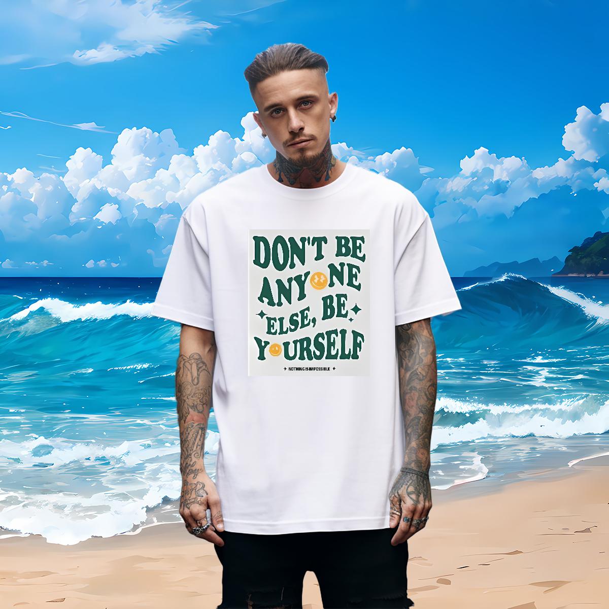 Brand Tshirts nothing is impossible 100% Cotton 230g Short sleeve Cotton Soft High Street Hip Hop T Shirts Men Oversized 4XL Customized Tops Tees