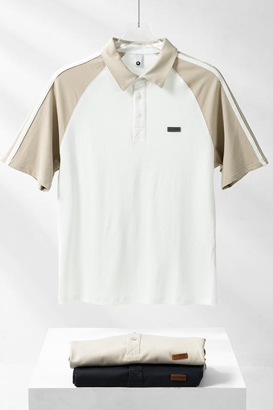 Summer New Short sleeved Shirt Men's Trendy Raglan Sleeve Splicing Quality Polo Top