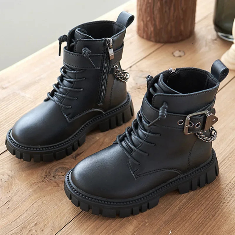 Kids Shoes Soft Sole Casual Ankle Boots Girls Cotton Shoes Zipper Non Slip Leather Boots Boys Student Shoes Children Shoes 240710