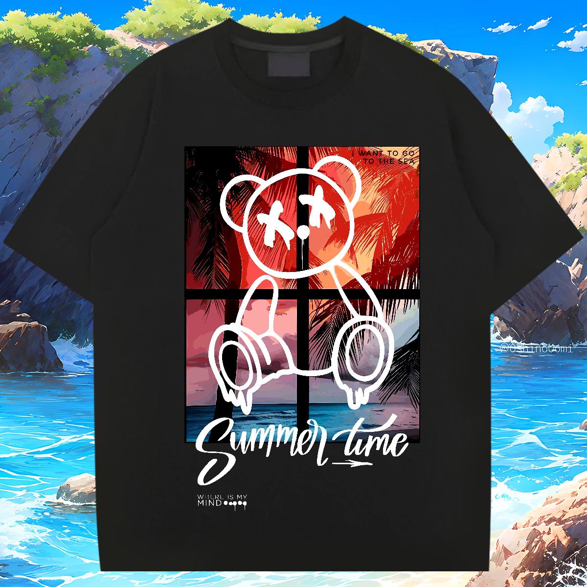 Brand Tshirt for Man Woman Graffiti Art 230g 100% Cotton Breathable Short Sleeve High Street Hip Hop Man T Shirts DIY Anime Wholesale Tee Shirt