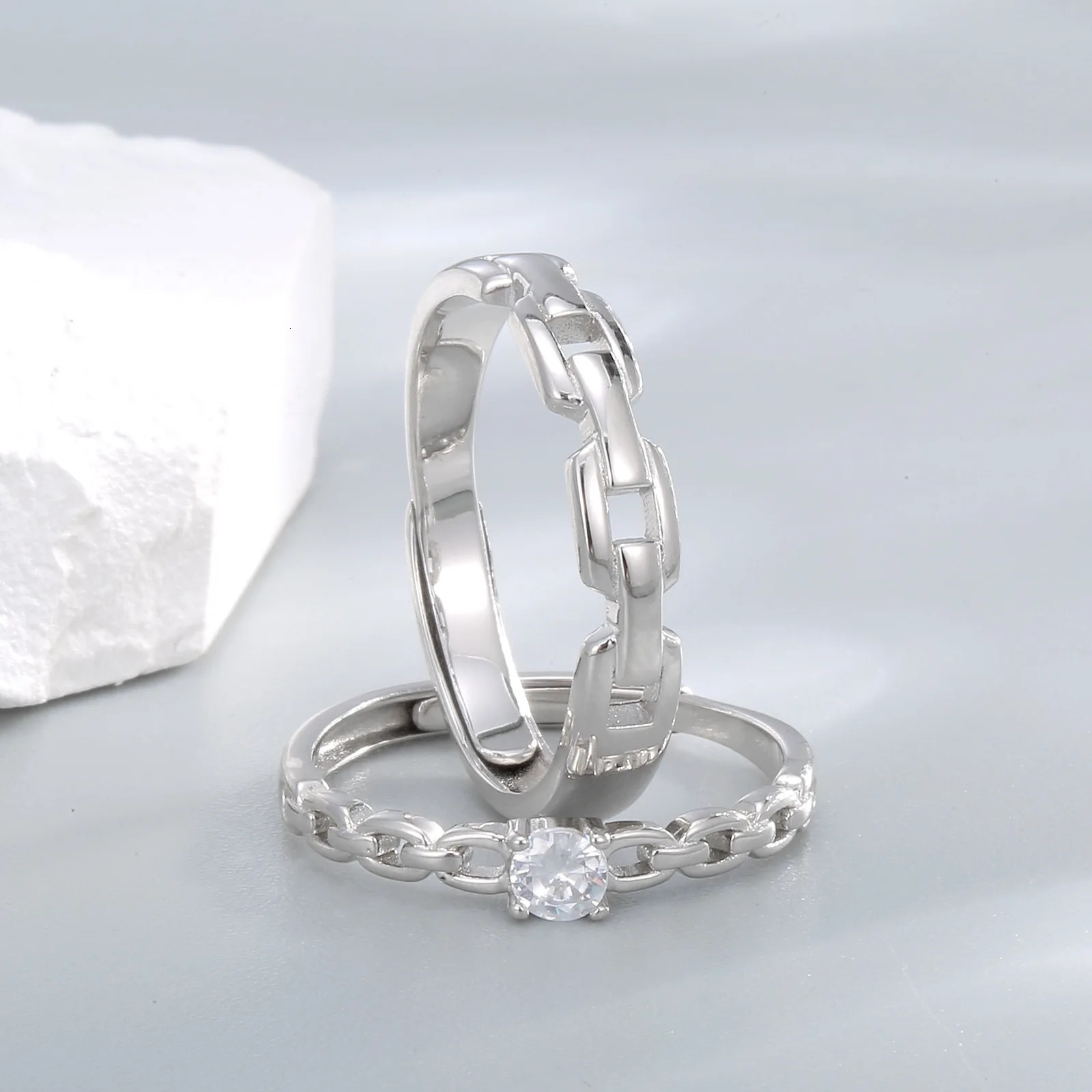 Couple Sterling Silver Jewellery In Couple ring 925 rhodium plated Cute Accessories For Girls In Amethyst Ornaments 240709 - view 5