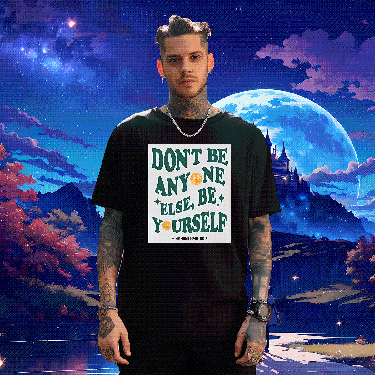 Loose Men Tees don't be any one else 230g Cotton Round Neck Short Sleeve Street Casual T-Shirts Graphic Fashion Designer Polos