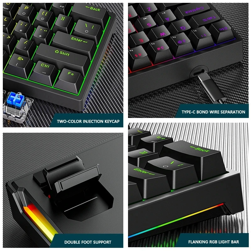 K620 Mini Backlit RGB Gaming Mechanical Keyboard Gamer Mechanic Kit 60 Percent DIY Custom PBT Keycap swap Pink White USB PC 240712