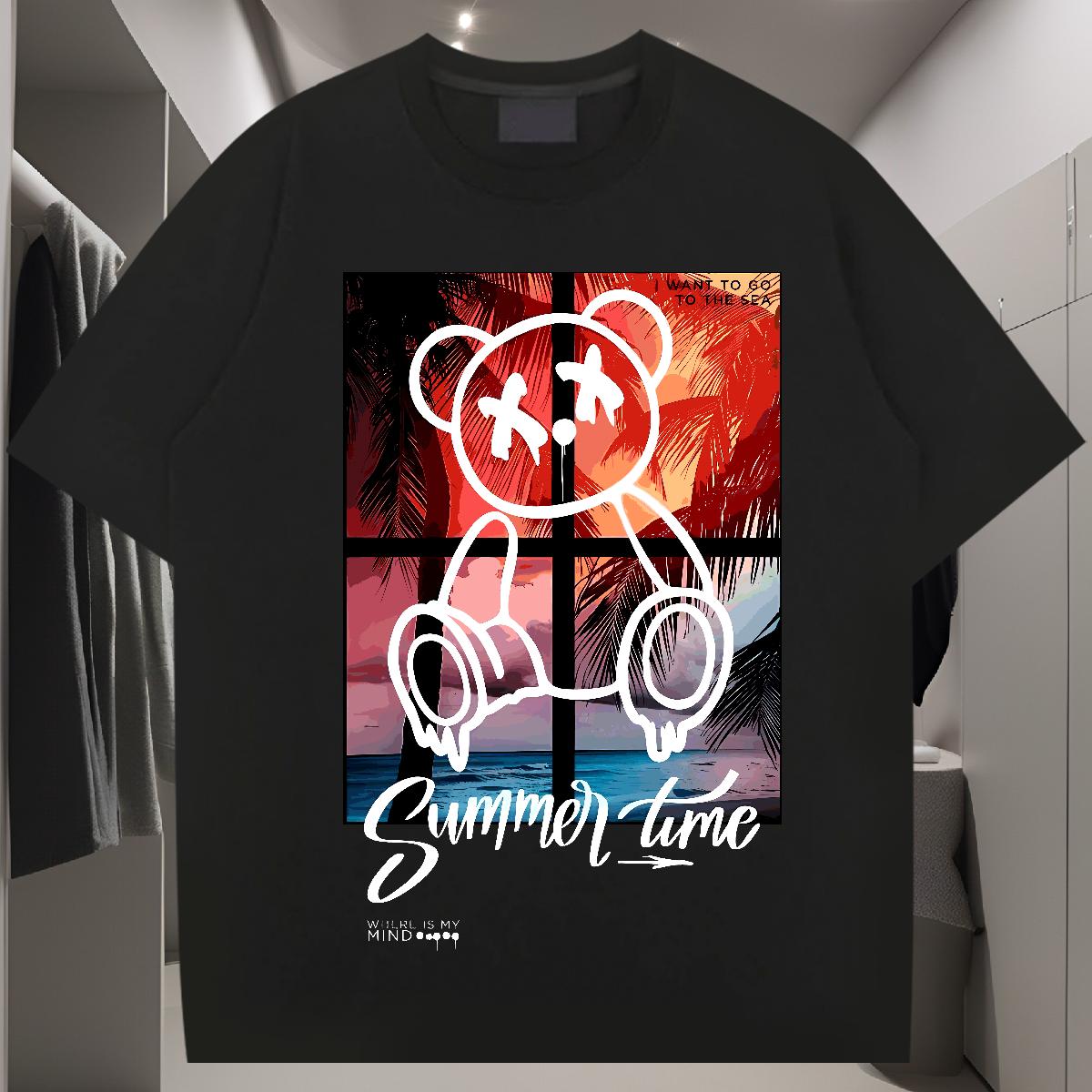 Customized Man T Shirts Graffiti Art 230g Cotton Custom Printed Men Clothes T-Shirt Casual Daily Wear Crew Neck Cotton Wholesale Tee Shirt