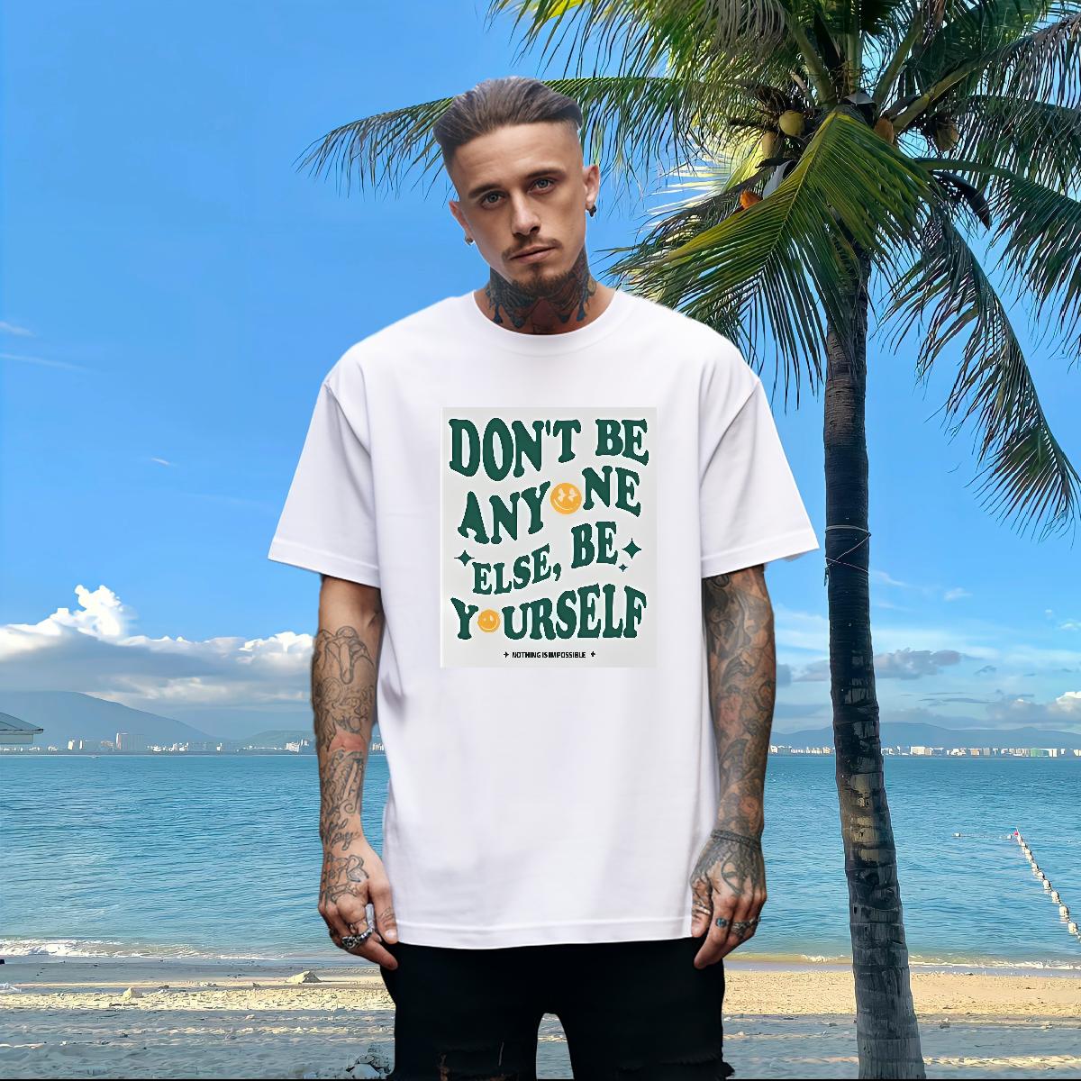 New Designer T Shirt For Man nothing is impossible 230g 100% Cotton White Plus Size Tshirts Street Wear Crew Neck Cotton Breathable Loose Fit Clothing