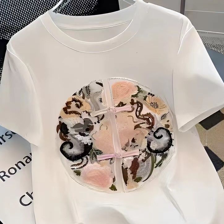 Women's Unique T-shirt 2024 Summer New Print Versatile Slimming Fashion Loose Casual Top